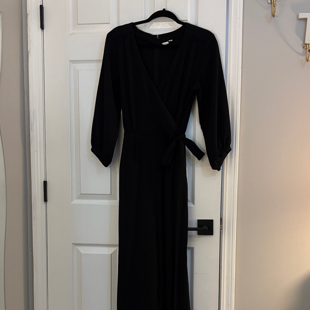 GAP Elegant Black Wrap Romper, Ankle Length- 14